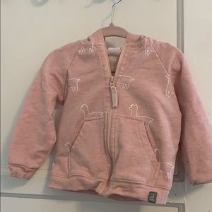 Deux par deux pink hoodie with llama print